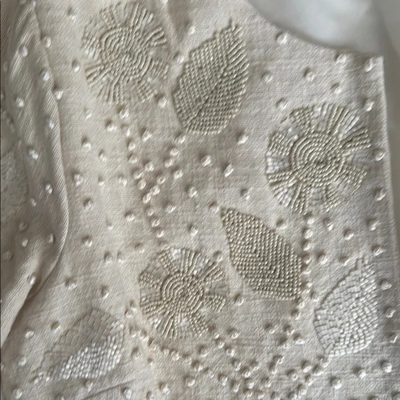 Cream Lace Blazer Open Front 3/4 Sleeves - Picture 4 of 8